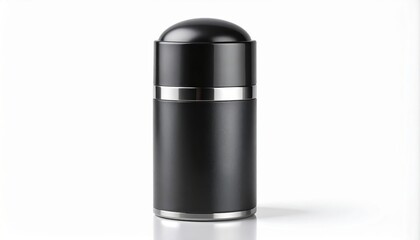 A minimalist mockup of a sleek black men's deodorant stick on a clean white background.