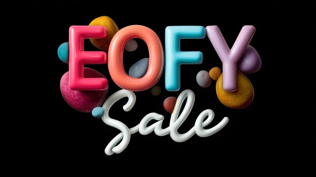 3D EOFY sale banner with colorful elements
