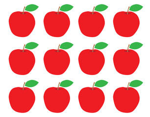 Red apples fruit seamless pattern flat design
