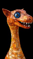 Playful Orange Polygonal Creature with Blue Eyes