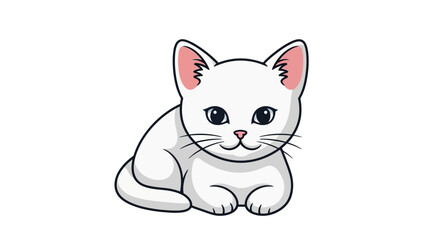Obraz premium Adorable cartoon depiction of a pristine white kitten with curious, attentive gaze