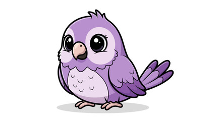 Adorable purple bird illustration with expressive eyes and detailed feathers digital artwork