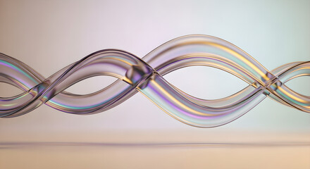 Abstract Iridescent Glass Waves Futuristic Design Copy Space Horizontal