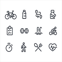Set of sports sign icon and symbols sports editable line