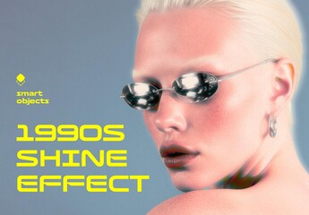 1990s Shining Photo Effect Mockup