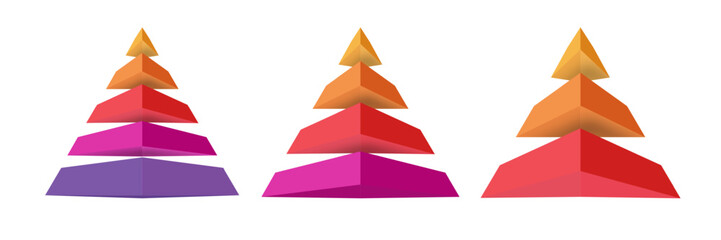 Pyramid infographic set 3d style for presentation, start up project, business strategy, theory basic operation, logic analysis vector 10 eps