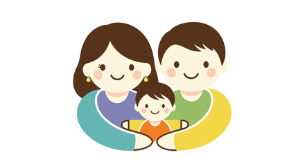 Stylized Cartoon Family Portrait Representing Affection and Unity Through Minimalist Design