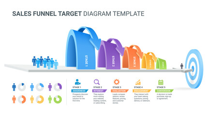 Sales Funnel Target Infographic Diagram Template