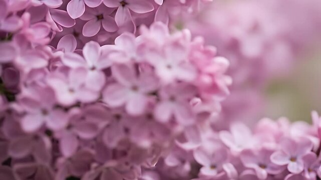 view showcases delicate cluster of light purple blossoms, with soft focus background and subtle lighting, highlighting the beauty of natural floral textures, evoking a sense of tranquility and...