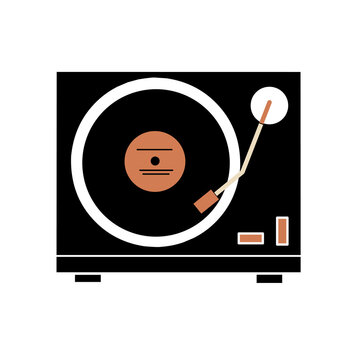black turntable playing record clip art preview
