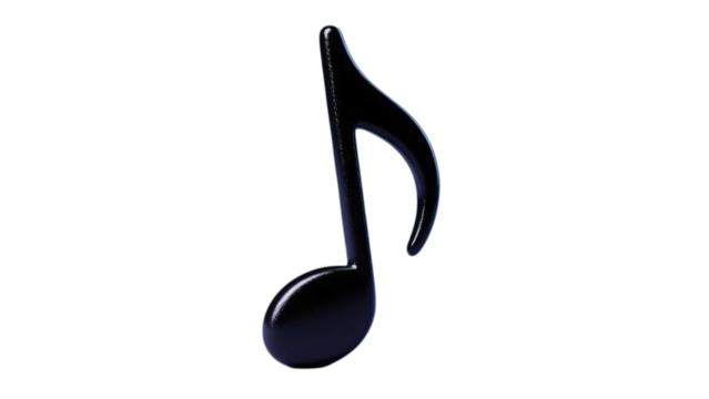 Vector illustration of a single 3D treble clef and music notes as symbols on a black background