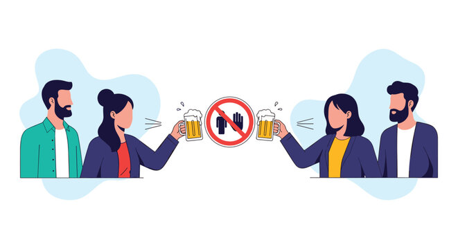 Maintaining social distancing during celebrations to prevent disease transmission.