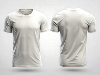 Front and back view of a plain white tshirt isolated on white background