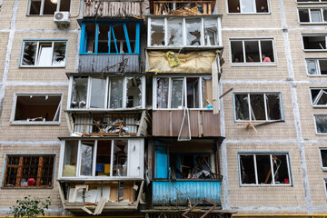 Kyiv Residential Destruction After Russian Missile and Drone Attack.