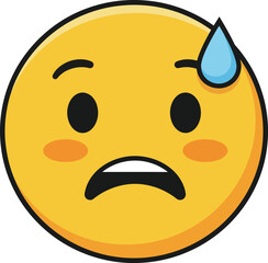 A yellow emoji face expressing anxiety or nervousness with a single bead of sweat on its forehead.