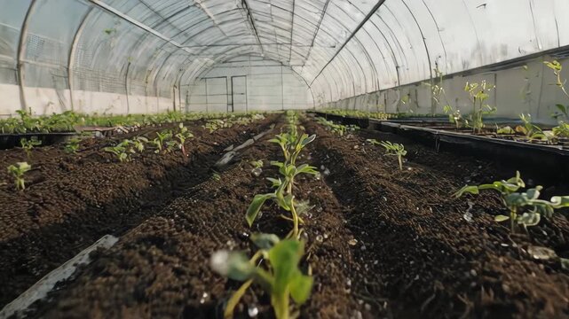 jeunes plants en croissance dans une serre