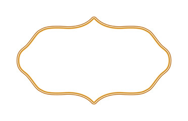 Golden ornamental 3d frame in oriental style. Indian ornament, morocco shapes, arabesque border, Islamic window. Shiny luxury decorative element for certificate, stamp, vignette. Vector illustration