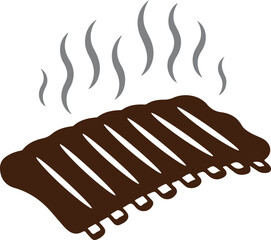 bbq rib rack silhouette vector, grilled rib bones food icon, smoked barbecue ribs illustration design