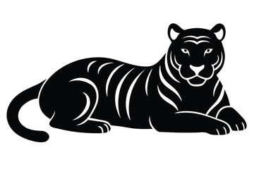 resting tiger vector icon silhouette