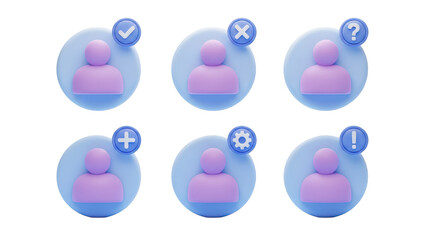 User profile icons with status indicators isolated on a transparent background user icon avatar