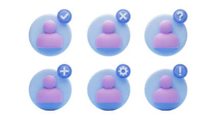 User profile icons with status indicators isolated on a transparent background user icon avatar