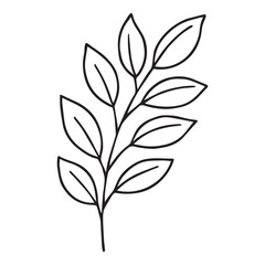 Tree Branch Outline Vector with Leaves for Natural Design