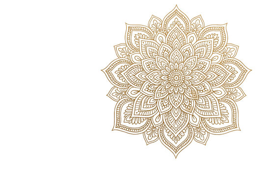 Detailed golden mandala design element isolated on white background, clean and elegant cultural concept for creative abstract decoration. Ai generative