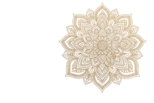 Detailed golden mandala design element isolated on white background, clean and elegant cultural concept for creative abstract decoration. Ai generative