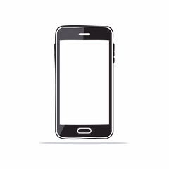 Black smartphone with a blank white screen and home button outline
