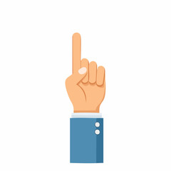 Businessperson's hand in a suit points index finger upwards indicating focus or success