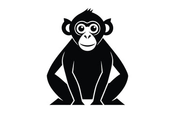 curious monkey vector icon silhouette