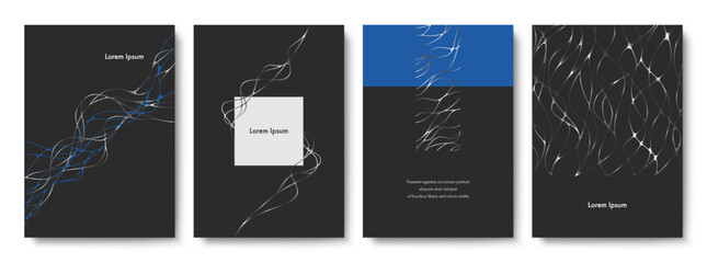 Set of Geometric Design Covers for Printing. Vector Abstract Illustration.