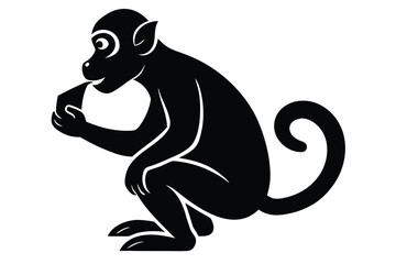 eating banana monkey vector icon silhouette