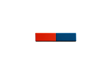Red and blue rectangular magnet isolated on white background, clean closeup layout for science element or template concept. Ai generative