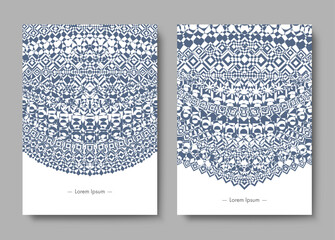 Set of Monochrome Geometric Design Covers for Printing. Vector Abstract Illustration.