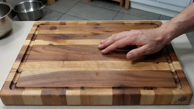 Naturally Sourced Wooden Board Used for Chopping and Preparing Food in the Kitchen