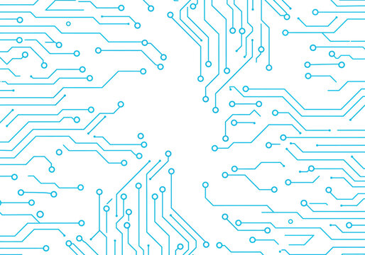 Light blue circuit board pattern on white wires  nodes