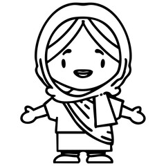 indian woman in traditional clothing with open arms