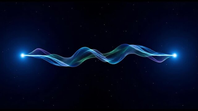 Futuristic glowing energy wave animation flowing between two light points in space.
