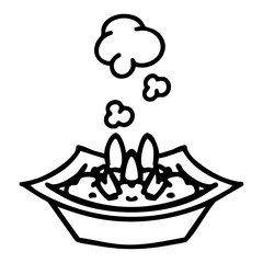 steaming rice dish in square bowl