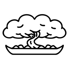 bonsai tree in shallow pot