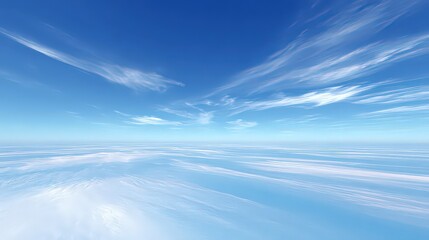 High Angle View Of A Vast Azure Sky With Fluffy Clouds