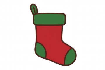 Christmas stocking illustration hanging, holiday gift tradition, festive season decoration, empty sock awaiting presents