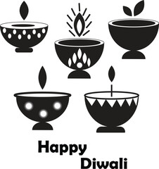 A vibrant design celebrating the Hindu festival of Diwali, featuring a silhouette of traditional Indian lamps and decorative motifs, perfect for festive greetings and event promotions.