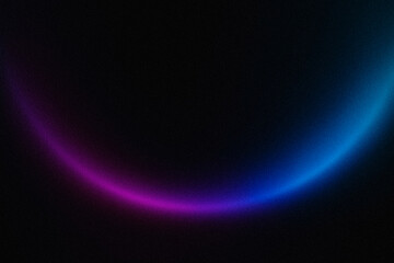 Futuristic gradient texture, abstract blurred grainy dark background with pink and purple semicircular ray of light