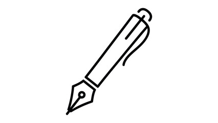 Ink Pen Icon: An elegant ink pen, perfectly rendered in minimalist line art, symbolizes creation, communication, and the enduring power of the written word. 