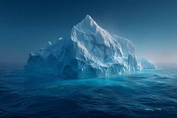 Majestic Iceberg Floats Serenely in the Azure Ocean Under a Clear Sky Generative AI