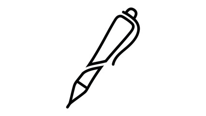 Pen outline Icon: a simple yet elegant outline of a pen, perfect for any design project. The icon focuses on its functionality