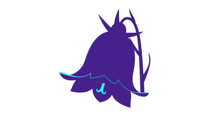 Simple, dark purple bellflower with bright blue accents