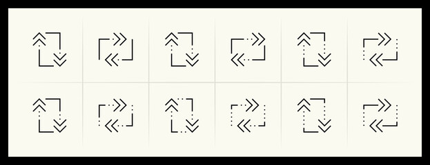 Arrow icon set. Different arrow icons, direction, navigate, double arrow, different direction, exchange, collapse, compare and more.